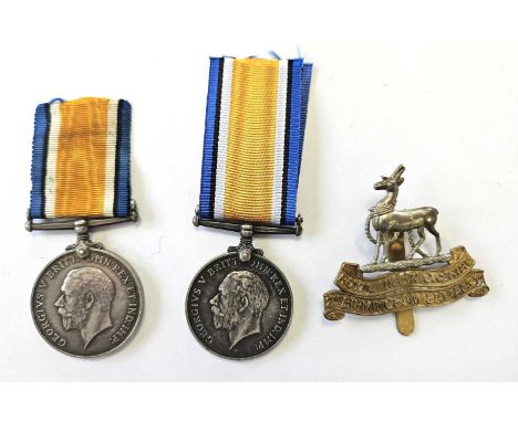 Two single First World War Medals. Comprising a British War Medal to "LIEUT. H. J. SHERIFF" together with British War Medal t