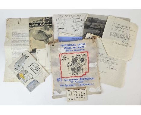 Royal Air Force - An archive relating to Wing Commander Eric N. Adlington, 910 Balloon Squadron, Admiralty, London. An extens