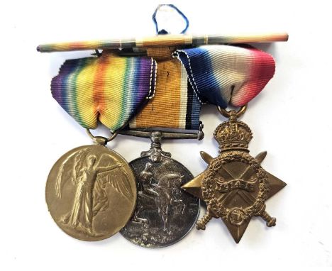 A First World War medal trio comprising 1914-15 Star [6744 PTE. J. HARRIS SHROP. L.I] British War Medal and Victory Medal [67