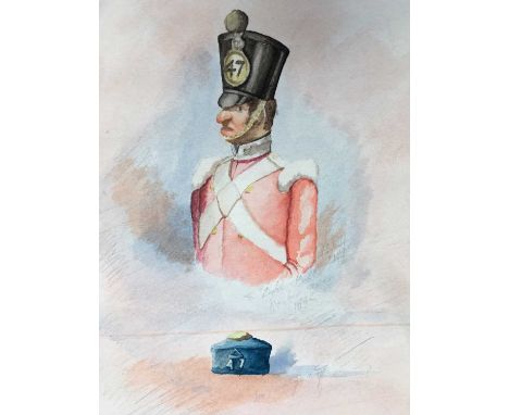 A group of four military watercolour portraits, comprising English School (19th century), 47th (Lancashire) Regiment, 'Light 