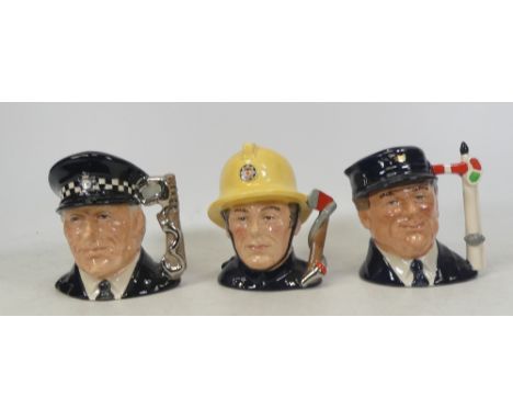 Royal Doulton Character Jugs to include The Policeman D6854 No.3556, The Fireman D6839 No.4299, The Engine Driver D 6923 No.4