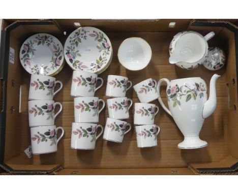 Wedgwood 'Hathaway Rose' Coffee set to include Coffee Pot, Milk Jug, Sugar Bowl, Six Espresso Cans and Saucers and Six Coffee