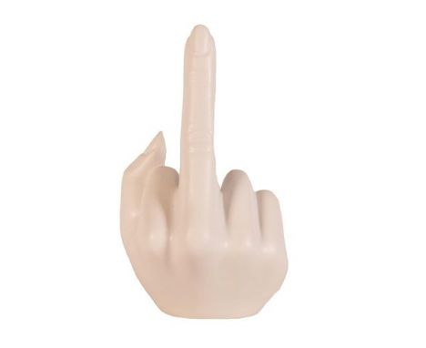 Anissa Kermiche candlestick in the form of a hand with a raised middle finger 'French For Goodnight', 16cm
