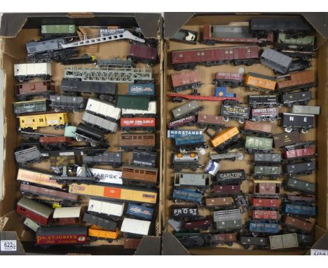 Collection of loose OO Gauge carriages from Hornby, Hornby Dublo, Tri-ang and Airfix to include Shell Tanker, various coal wa