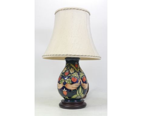 Moorcroft Lamp in the Strawberry Thief Design Height: 22cm Including Plinth (Not Tested) With Shade.