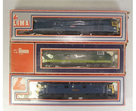 Three Lima OO Gauge diesel locomotives to include 205141 MWG, 205125 MWG and BR D9003. Untested and boxes in various conditio