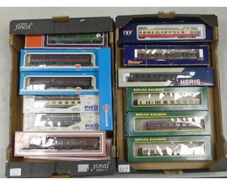 Collection of Lima, Piko, Airfix, Roco, Replica Railways, and Heris OO/HO gauge passenger carriages. Boxed. (2 Trays)