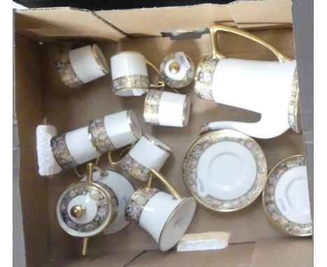Noritake coffee set to include coffee pot, lidded double handled suger bowl, cream jug, six coffee cups, six saucers (1tray)