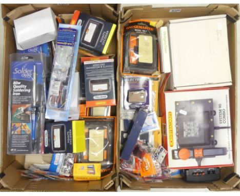 Collection of mainly Hornby train accessories to include digital points decoder's, system 90 combo power pack with portable h