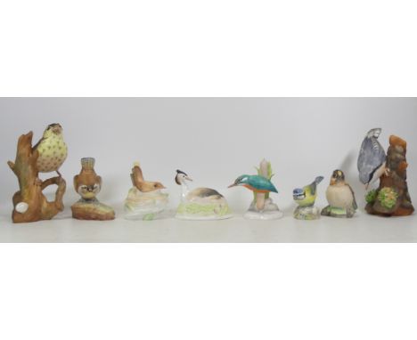 Mixed Selection Of Birds Including Crown Staffordshire Kingfisher 291, Great Crested Grebe 289, Nut Hatch 276, Marsh Warbler 