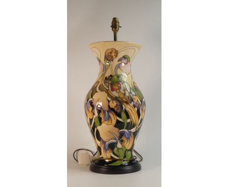 Moorcroft, Prestige Fleur De Luce Design Lamp by Emma Bossons, incl. shade. Height: 48cm to top of ceramic body