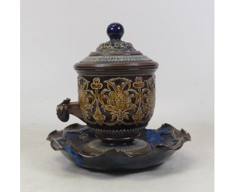 Doulton Lambeth for Thomas De La Rue &amp; Co., Patented 'The Isobath Inkwell'. Impressed 'Doulton Lambeth' backstamp with 'T