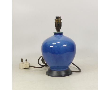 Cobridge Stoneware Global Shaped Blue Lamp Height: 19cm Including Plinth, Not Tested.