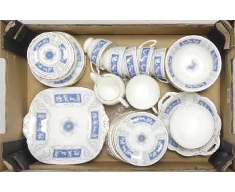 Coalport 'Revelry' part tea set to include Five teacups, Milk Jug, Sugar Bowl, Footed Dish, Five Bowls, Scalloped Edged Doubl