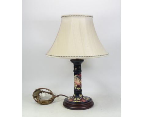 Moorcroft Oberon Lamp Base (Candlestick Shape) Height:23cm Including Plinth. (Not Tested) Shade Included