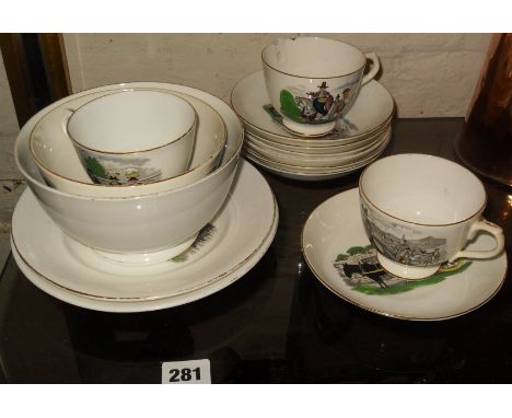 Edwardian china tea cups, saucers and bowls stamped "W. Crapper"