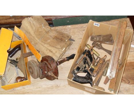 Stanley 4 plane (boxed), a Stanley 78 plane, and other tools