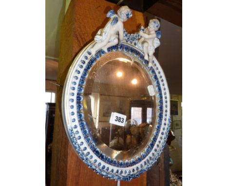 Victorian Dresden-style mirror decorated with cherubs