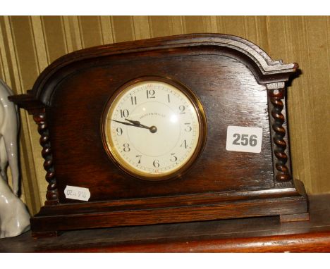 Oak cased mantle clock with dial marked Walker & Hall