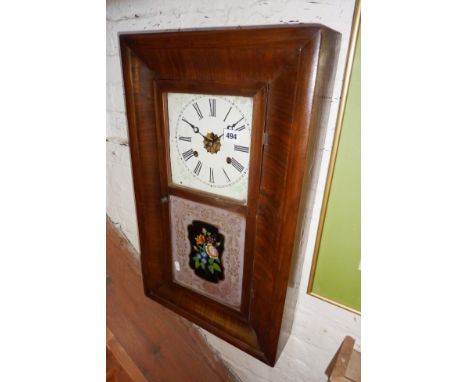 American wall clock with painted glass front