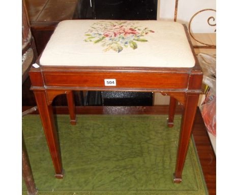 Edward inlaid mahogany stool with tapestry seat