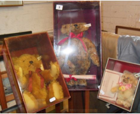 Replica Steiff Teddy Bears: All mint and boxed with LE certificates - "Tobias", "Oliver" & "Jackie 1953"