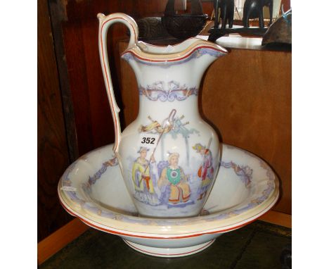 Victorian chinoiserie 'Mandarin' pattern jug and basin set