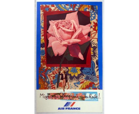 Original vintage travel advertising poster for Air France, and designed by Roger Bezombes (1913-1994). Bezombes was a painter