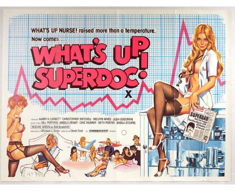 Original vintage movie advertising poster for "What's Up Super doc!", a 1978 British sex comedy film, directed by Derek Ford 