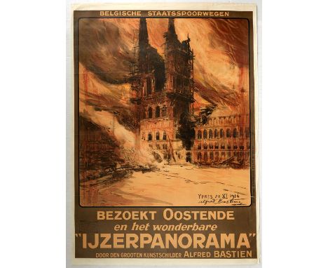 Original vintage travel advertising poster for Ostend, a coastal city and municipality, located in the province of West Fland