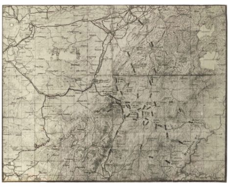 Original vintage WWII propaganda poster featuring a war map showing the battleground around Kohima and Dimapur and the milita