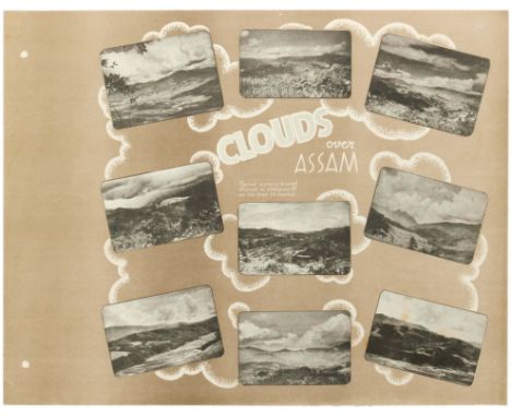 Original vintage WWII propaganda poster: Clouds Over Assam. This poster features black and white vignettes photographs showin