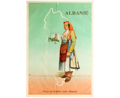 Original vintage travel advertising poster Albania - Part of the Albanian Rich Folklore / Albanie, Pièce du Folkor riche Alba