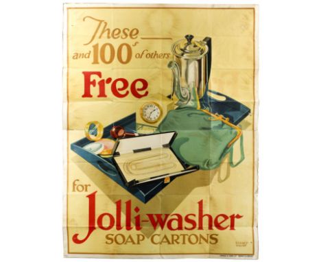 Original vintage large advertising product poster for Jolli-Washer soap cartons: These and 100s of others - Free - For Jolli-