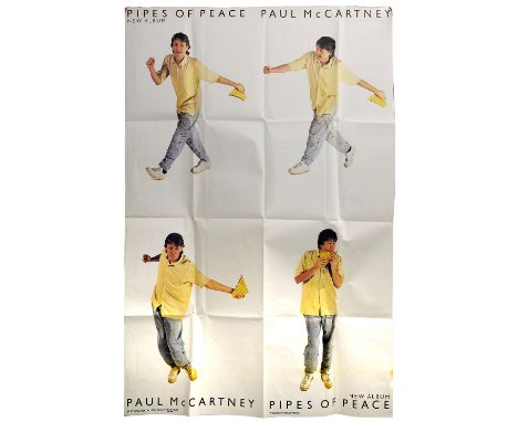 Original vintage music advertising poster for Sir Paul McCartney's fourth studio album Pipes of Peace, released in 1983. The 