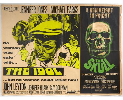Original vintage movie advertising poster of a double feature with the films The Idol, 1966 and The Skull, 1965. The Idol is 