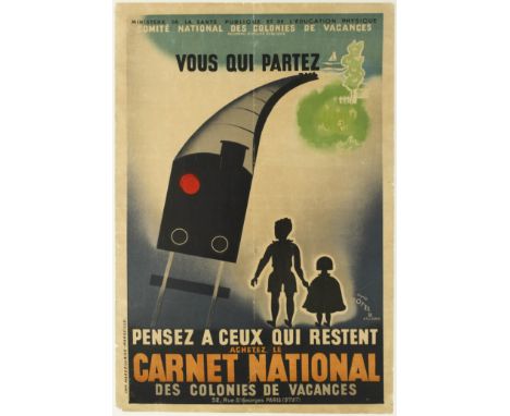 Great original vintage propaganda poster issued by the French Ministry of Public Health and Physical Education promoting summ