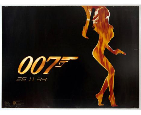 Original vintage advance movie poster for the 1999 James Bond spy film The World Is Not Enough, directed by Michael Apted, an