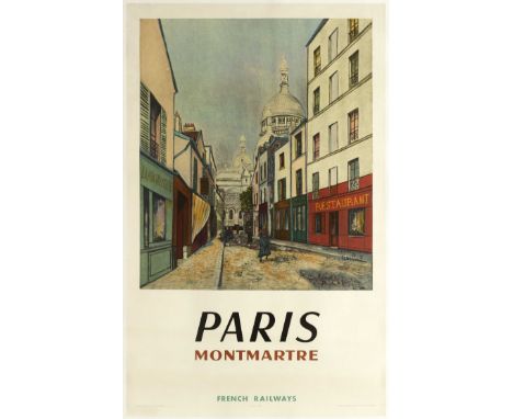 Original vintage travel poster - Paris Montmartre. Published by French Railways, this poster features a great painting by art