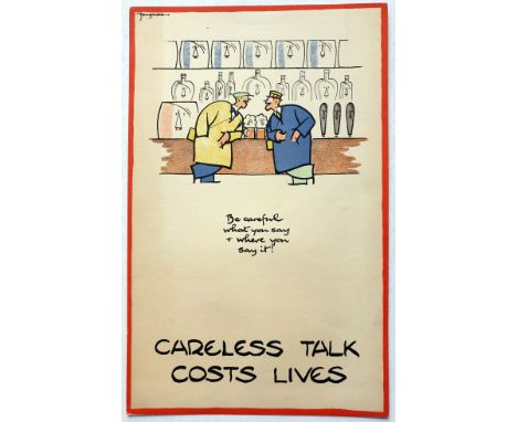 Original vintage World War Two poster by the notable British cartoonist and illustrator Fougasse (Cyril Kenneth Bird; 1887-19