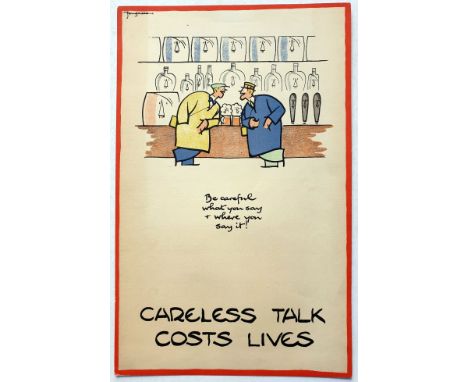 Original vintage World War Two poster by the notable British cartoonist and illustrator Fougasse (Cyril Kenneth Bird; 1887-19