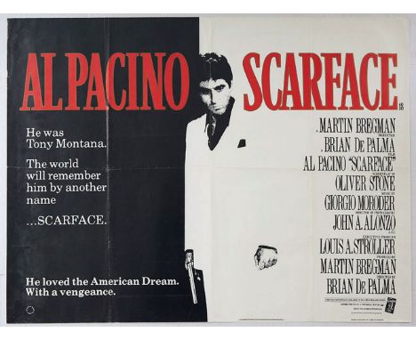 Original vintage movie poster for the award-winning cult gangster film directed by Brian De Palma, Scarface, starring Al Paci