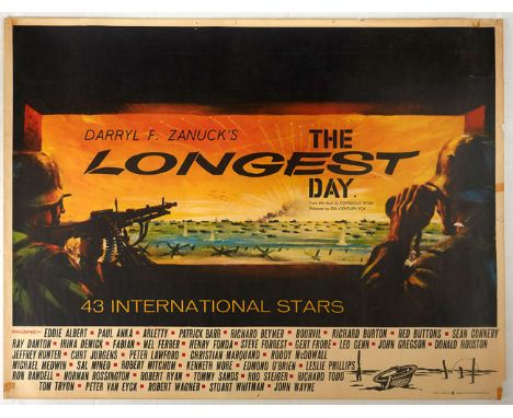 Original vintage movie advertising poster for the re-release of 1962 American epic war film based on Cornelius Ryan's 1959 no