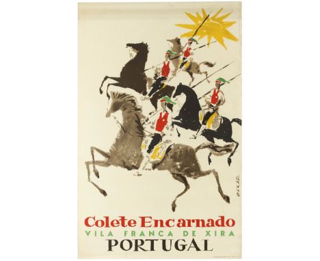 Original vintage travel poster Colete Encarnado Vila Franca de Xira / Red Vest Franca de Xira Village. The Colete Encarnado (