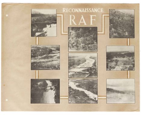 Original vintage WWII propaganda poster: Reconnaissance Royal Air Force. This poster features black and white vignettes photo