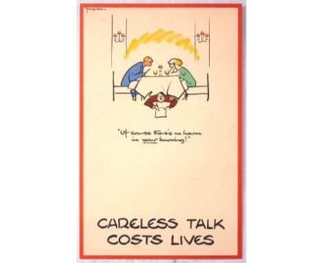 Original vintage World War Two poster by the notable British cartoonist and illustrator, Fougasse (Cyril Kenneth Bird; 1887-1