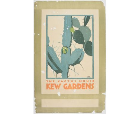 Original vintage London Transport poster issued to promote travel to The Cactus House at Kew Gardens. Design by renown poster