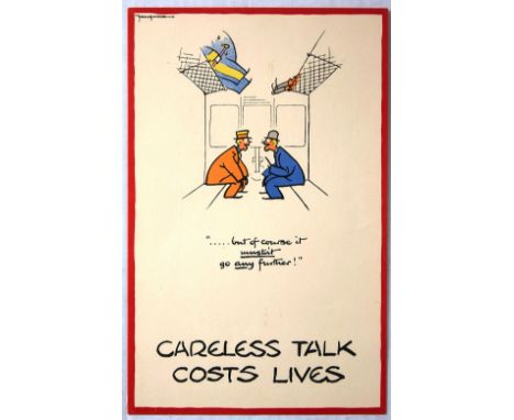 Original vintage World War Two poster by the notable British cartoonist and illustrator Fougasse (Cyril Kenneth Bird; 1887-19