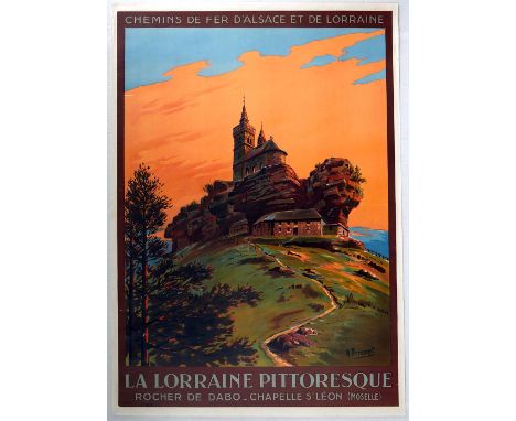 Original vintage travel advertising poster for the Alsace &amp; Lorraine Railways, France. The Administration des chemins de 