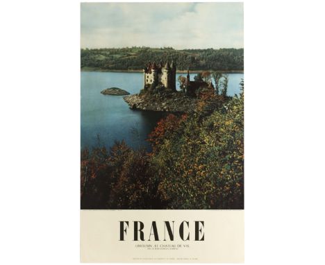 Original vintage travel advertising poster: France - Limousin - Le Chateau de Val. Published by the French Ministry of Public